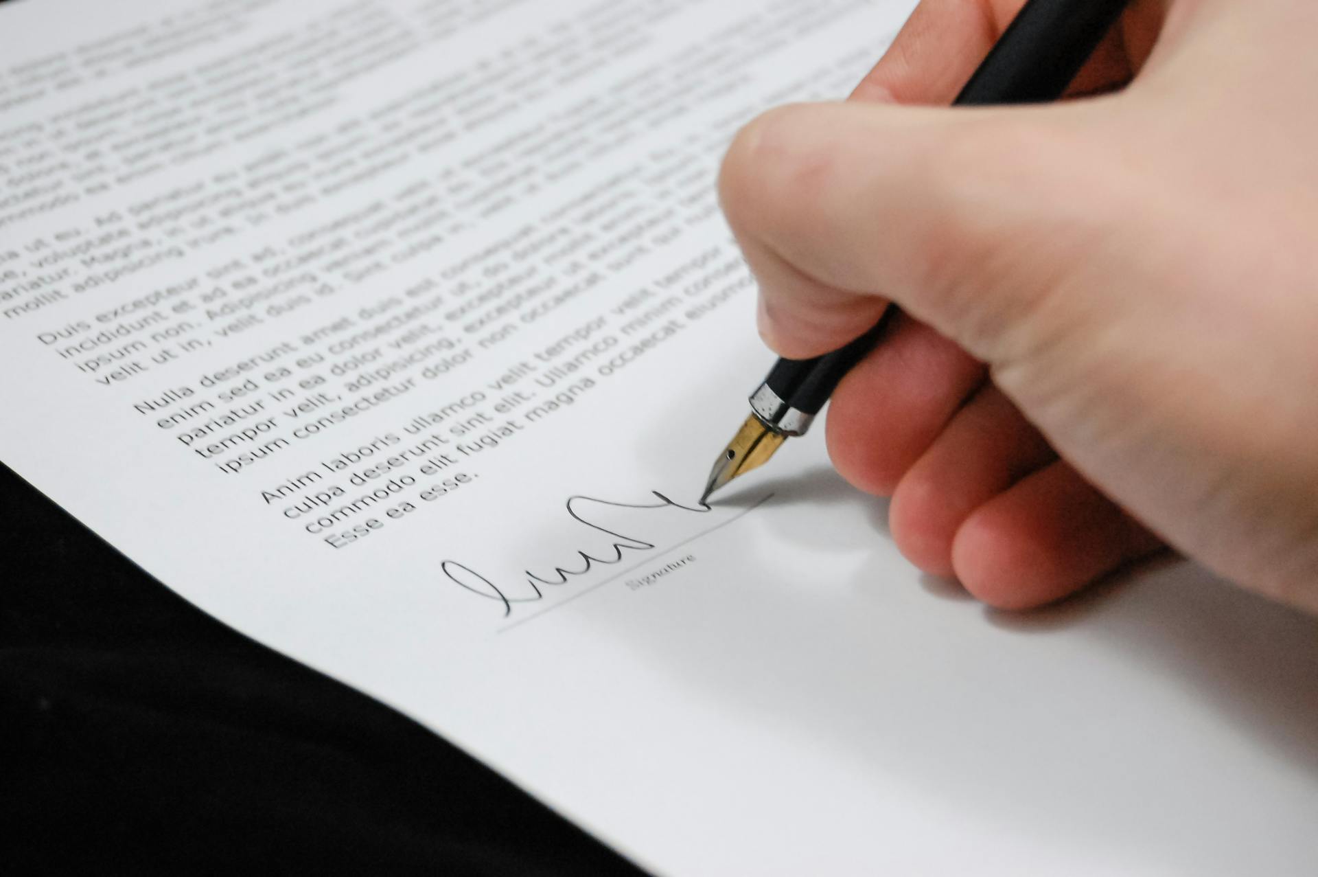 signing a legal document