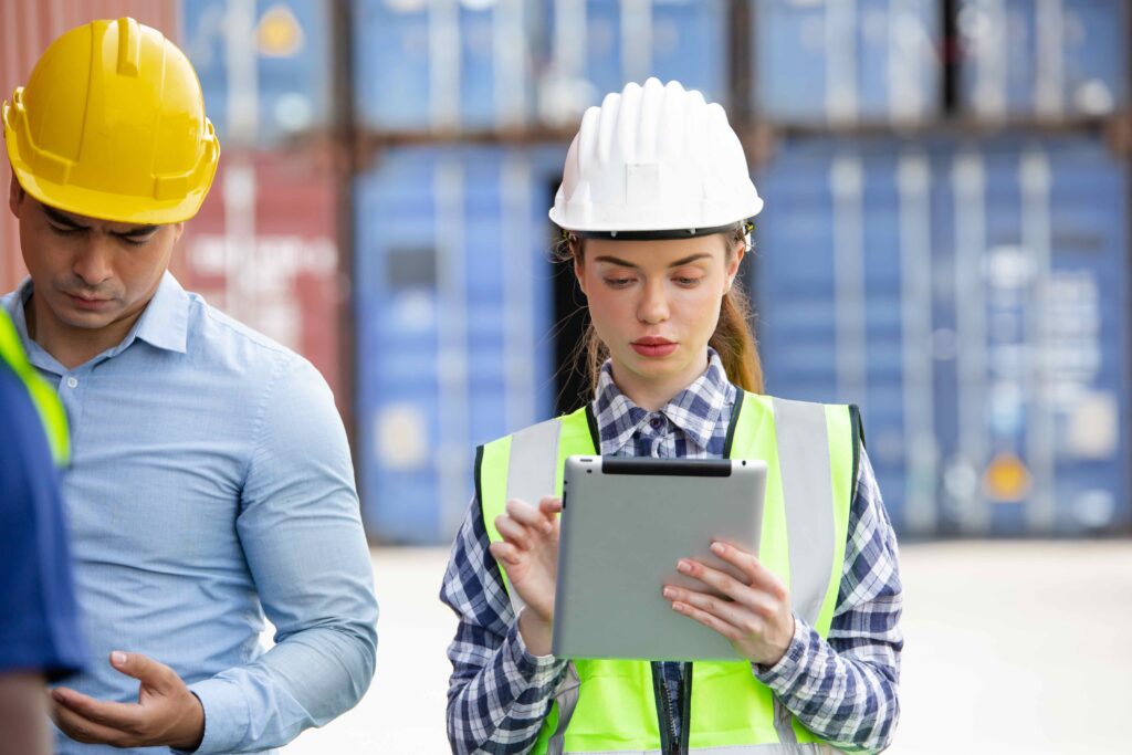 foreman and assistant working and checking on work