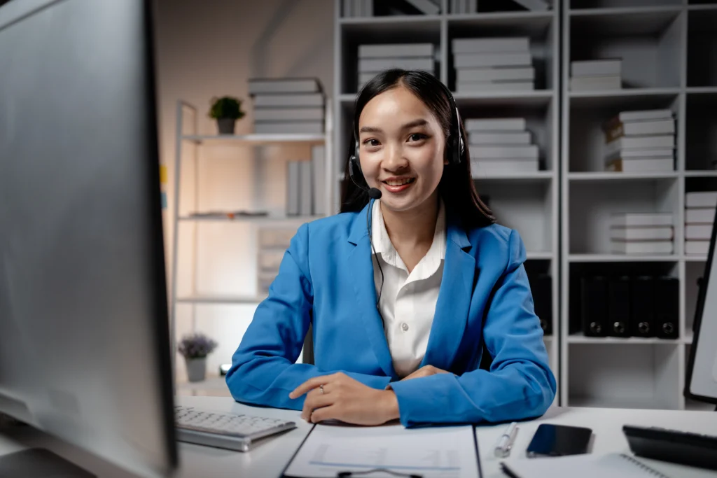 Asian Woman Wearing Headphones