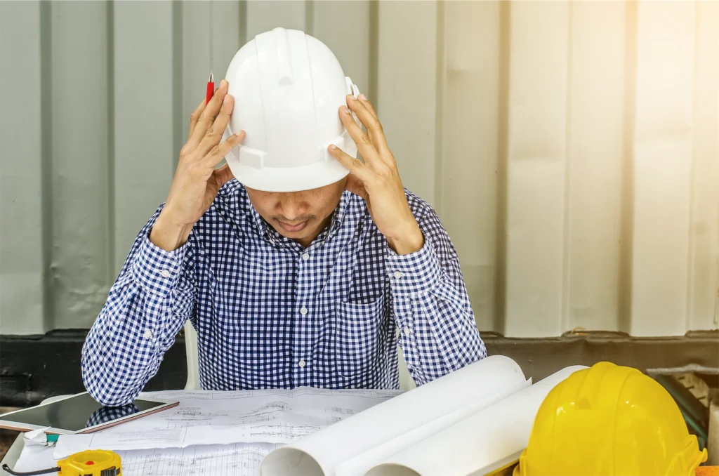 General Contractor stressed about most common challenges over construction plans on table