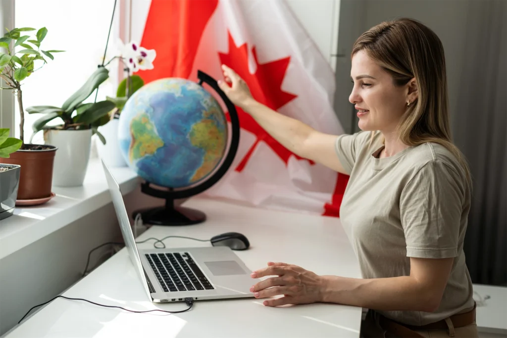 Virtual assistant in Canada working remotely on laptop