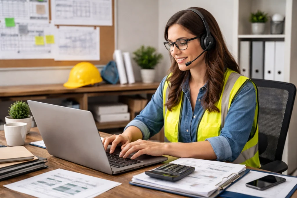 Construction bookkeeping virtual assistant working remotely