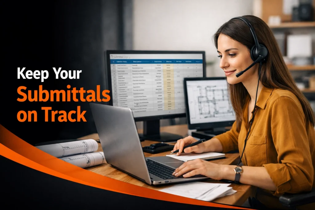 Construction VA managing submittal log on computer