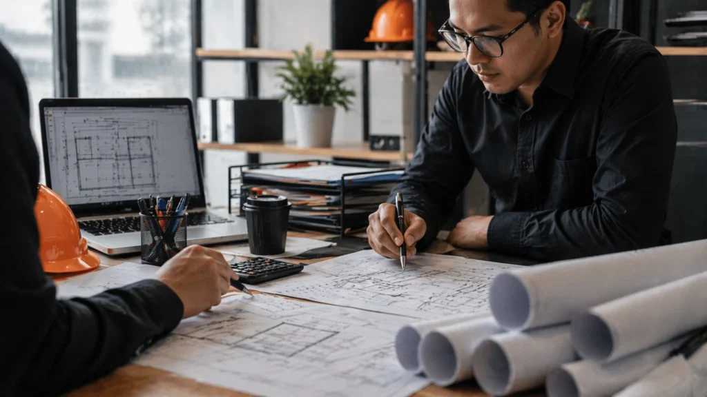 Submittal review and approval process with contractors and plans