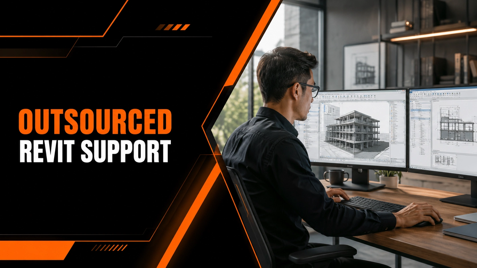Construction virtual assistant providing outsourced Revit support using BIM modeling software in professional remote workspace