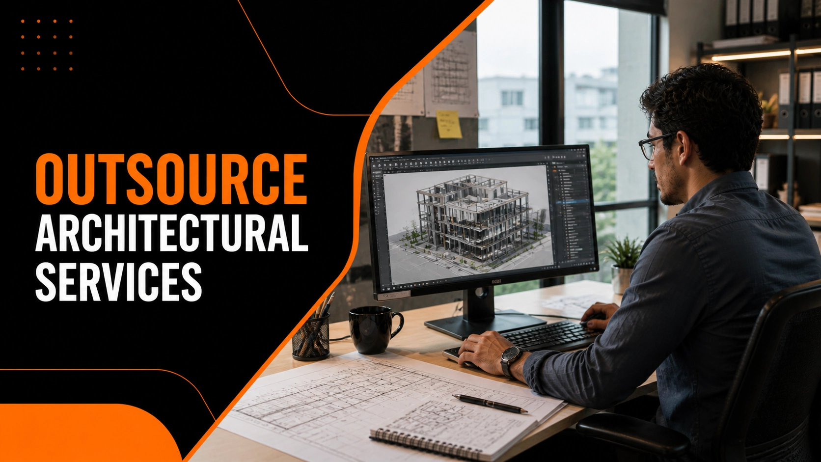 Outsource architectural services with CAD design workstation