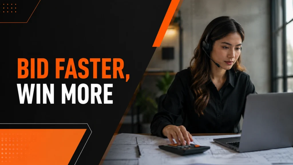 Construction estimating virtual assistant helping contractors prepare bids and cost estimates remotely