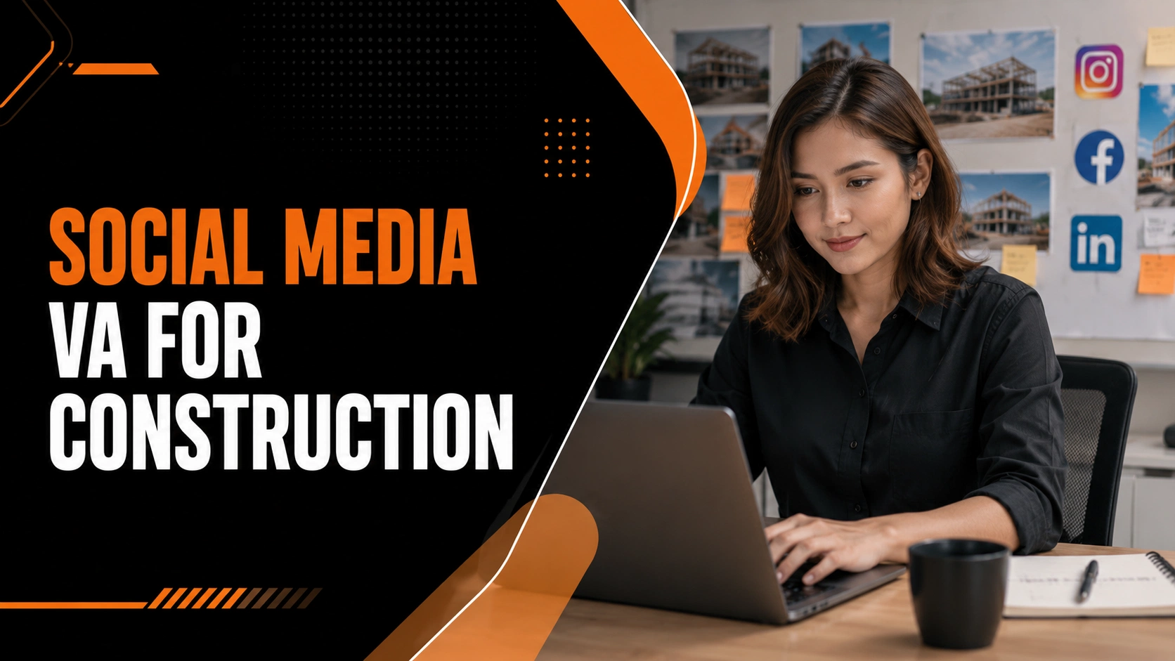 Construction social media virtual assistant creating marketing content