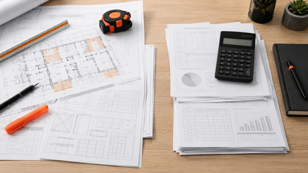 Construction takeoff plans and estimating documents
