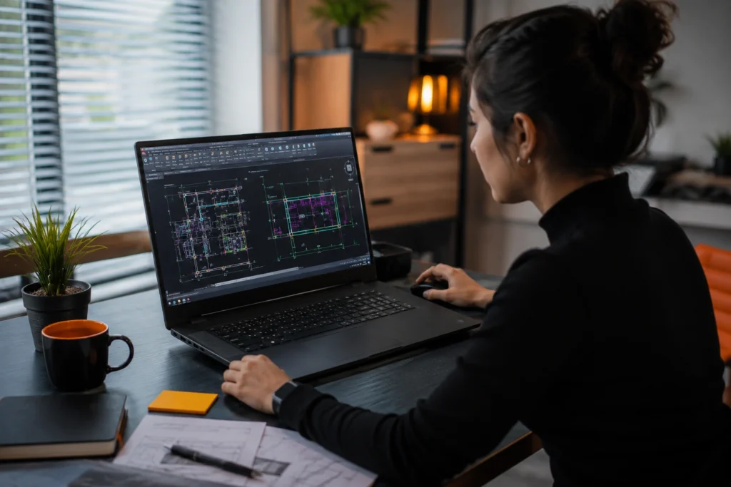 Shop drawing VA updating AutoCAD construction drawings and coordinating design revisions from a home office