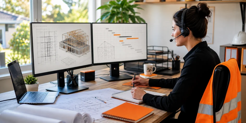 Construction virtual assistant in Australia working on bookkeeping and project timelines